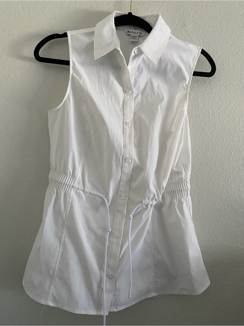 ATHLETA Levitate Poplin Tank White Adjustable Active Blouse #798899